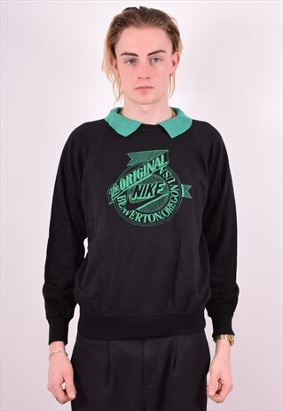 NIKE MENS VINTAGE JUMPER SWEATER MEDIUM BLACK 90S