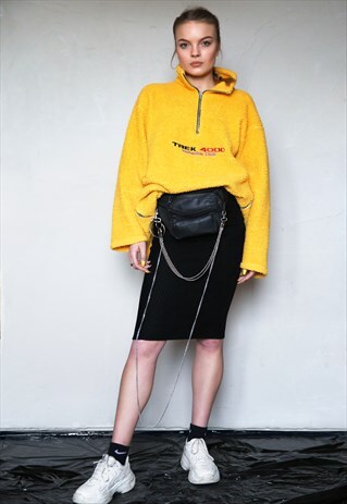 80S VINTAGE TEDDY FLEECE / SWEATSHIRT . UNISEX . 1/4 ZIP