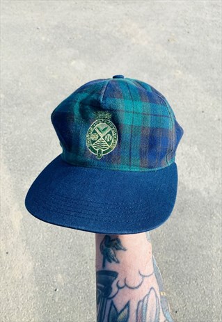 Vintage 90s Tartan Golf Club Embroidered Hat Cap