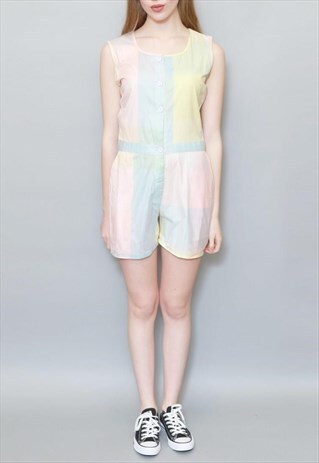 VINTAGE 1980'S MULTI COLOURED PASTEL PLAYSUIT