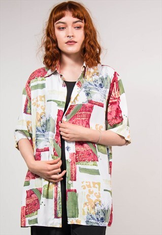 VINTAGE 90'S ABSTRACT PATTERN SHORT SLEEVE SHIRT