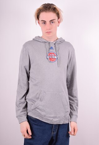 ADIDAS MENS VINTAGE HOODIE JUMPER SMALL GREY 90'S