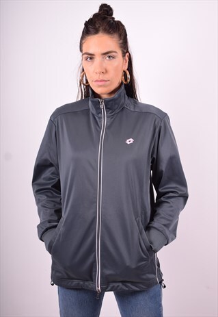 LOTTO WOMENS VINTAGE TRACKSUIT TOP JACKET MEDIUM GREY 90'S