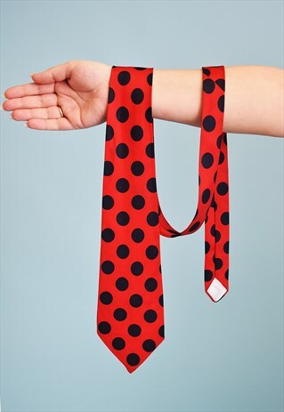 VINTAGE 70'S RETRO TAPESTRY WOVEN POLKA DOT PATTERN TIE