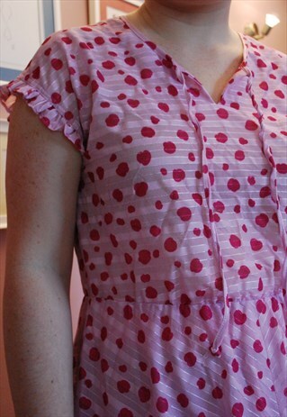 PINK POLKA DOT CIRCLE SKIRT DRESS SIZE 12