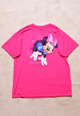 Women's Vintage Disney Pink Minnie Mouse T Shirt