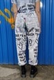 GAY JOGGERS LGBT PRIDE PANTS GRAFFITI LOVE OVERALLS IN WHITE