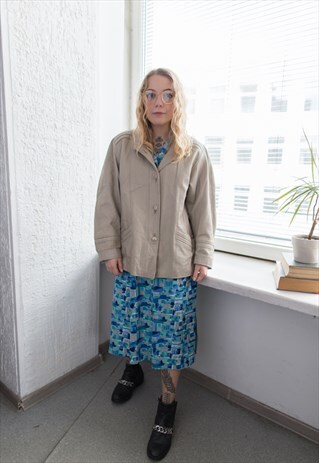 VINTAGE 70'S BEIGE LEATHER JACKET
