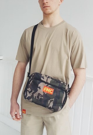 WIDE CROSSBODY REPORTER BAG CAMO GREEN