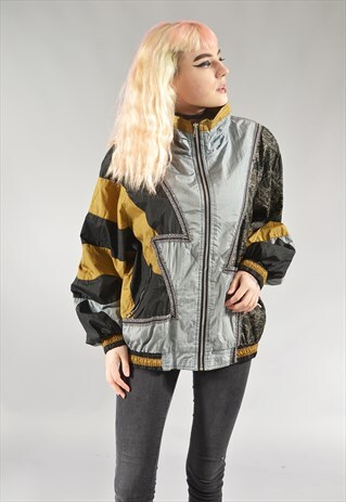 VINTAGE GOLD & SILVER METALLIC BOMBER JACKET