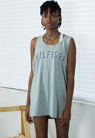 NEW TOMMY HILFIGER DRESS OVERSIZED T-SHIRT LOGO 90S L 4.6