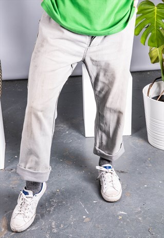 VINTAGE WORKER TROUSERS IN GREY WITH PAINT MARKS