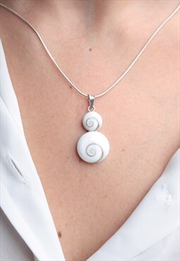 Ojo Santa Lucia Necklace Silver Chain Pendant with Shell