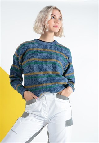VINTAGE JUMPER IN BLUE WITH STRIPES