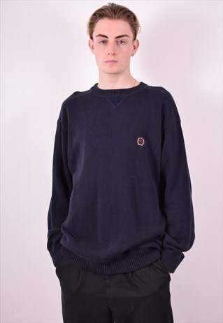 TOMMY HILFIGER MENS VINTAGE JUMPER SWEATER LARGE BLUE 90S