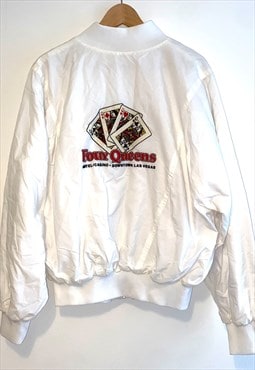 Vintage 90s Las Vegas Queens Casino Bomber Zip Jacket Large