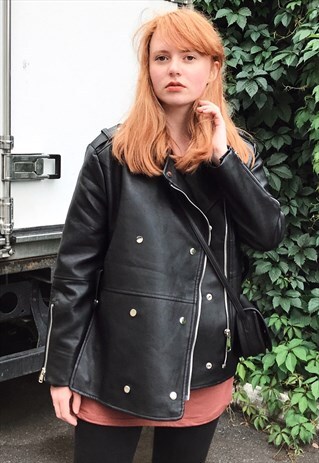 BELTED FAUX LEATHER JACKET