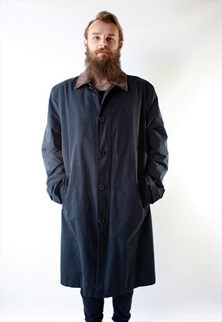VINTAGE 80'S CLASSIC NAWY BLUE DUSTER COAT