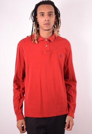 POLO RALPH LAUREN MENS VINTAGE POLO SHIRT XXL RED 90S