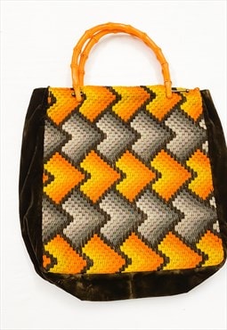 Vintage 70s optical crochet handbag