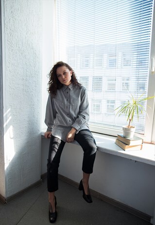 VINTAGE 70'S GREY COTTON SHIRT