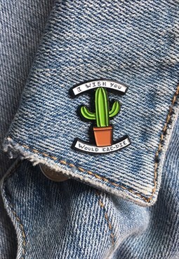 cactus pun enamel pin badge