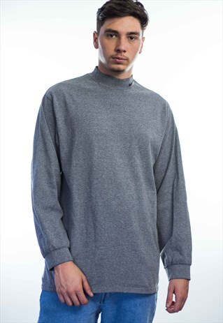 VINTAGE NIKE LOGO ROLL NECK JUMPER 90S L 14.5