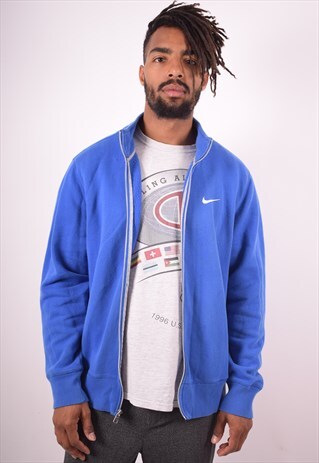 NIKE MENS VINTAGE TRACKSUIT TOP JACKET LARGE BLUE 90S