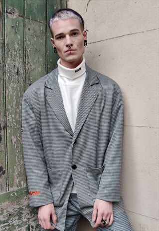 LOOSE FIT DOGTOOTH HOUNDSTOOTH PARTY BLAZER RAVE JACKET