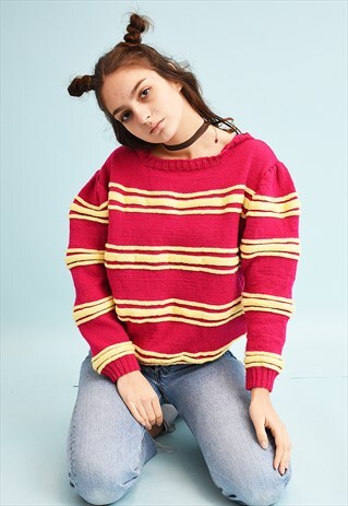 80'S RETRO CHUNKY STRIPED KNIT JUMPER