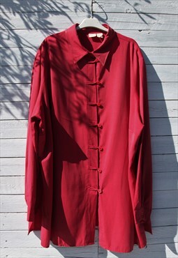 Vintage red collared plus over size shirt.
