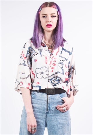 VINTAGE 90'S CROPPED ABSTRACT SHIRT