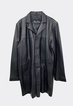 XL Black Leather Jacket Y2K