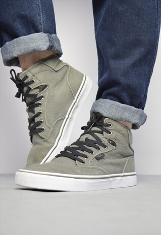 VINTAGE 90S VANS GREY DENIM HI-TOPS TRAINERS SNEAKERS RETRO