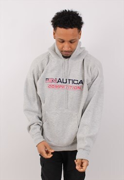 Vintage Men's Nautica Competition Grey Pullover Hoodie