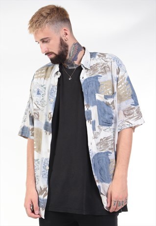 VINTAGE ABSTRACT PRINT 90S SHIRT