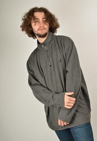 VINTAGE NAUTICA 1/4 ZIP SWEATSHIRT IN GREY