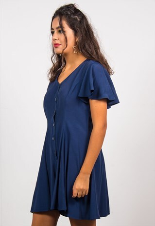 VINTAGE 90'S NAVY BLUE FLOATY PLAYSUIT