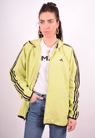 ADIDAS WOMENS VINTAGE HOODIE JACKET XXL GREEN 90'S