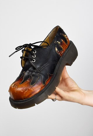 VINTAGE CITY SNAPPERS CHUNKY FLAMES LEATHER OXFORD SHOES