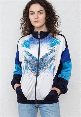 90S VINTAGE BLUE SERGIO TACCHINI TRACK ZIP JACKET