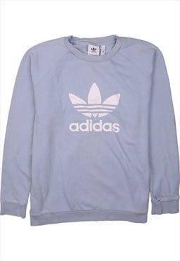 Vintage 90's Adidas Sweatshirt Spellout Crew Neck Blue