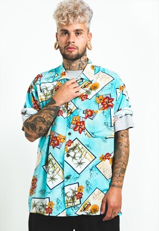 VINTAGE 80S HAWAIIAN SHORT SLEEVE SHIRT/ S6950