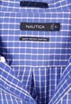 VINTAGE 90'S NAUTICA SHIRT SHORT SLEEVE BUTTON UP CHECK BLUE