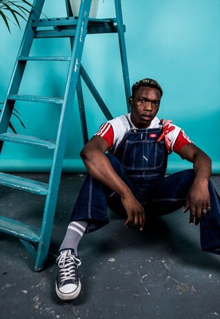 VINTAGE DICKIES DUNGAREES IN BLUE DENIM