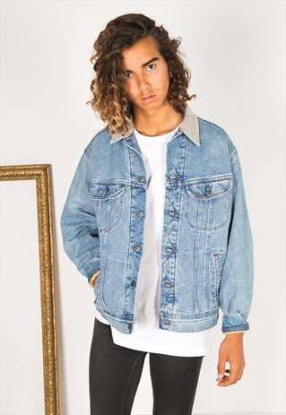 VINTAGE 80S LEE LINED DENIM JACKET MID WASH / S3930