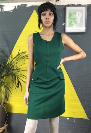 GREEN SLEEVELESS DRESS