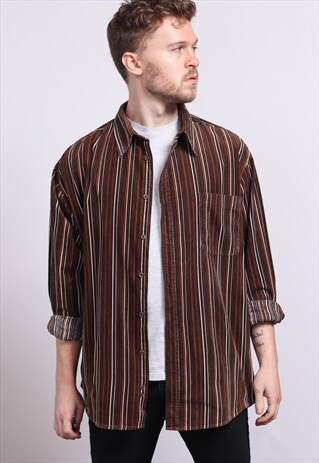 VINTAGE CORDUROY CORD STRIPED SHIRT