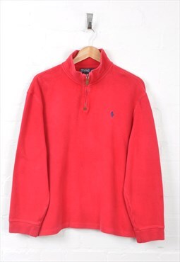 Vintage Ralph Lauren 1/4 Zip Sweater Red XL CV1808