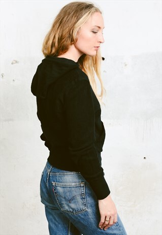 VINTAGE 80S BLACK TERRY HOODIE